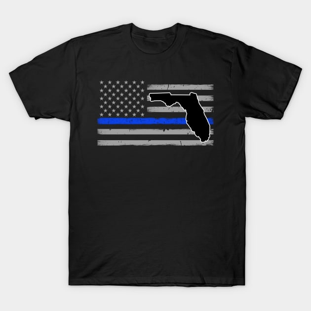 Florida Thin Blue Line Flag T-Shirt by bluelinemotivation